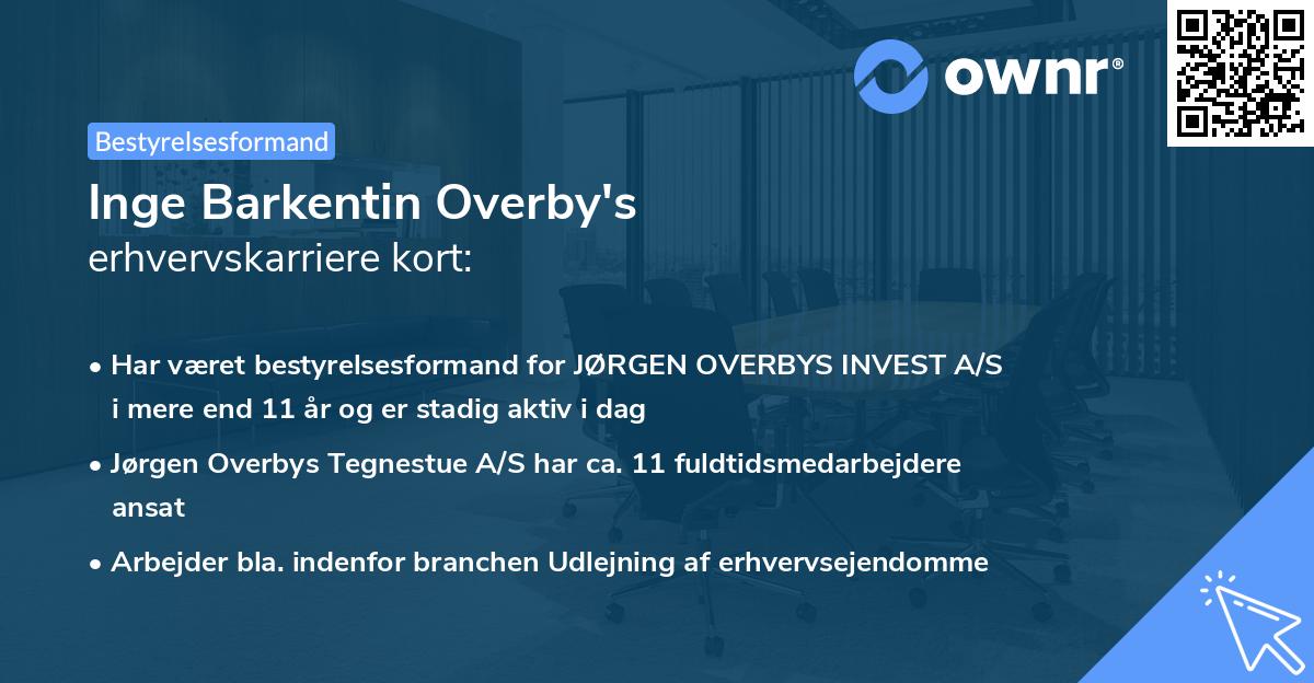 Inge Barkentin Overby's erhvervskarriere kort