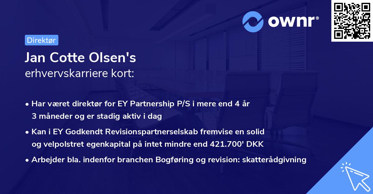 Jan Cotte Olsen's erhvervskarriere kort