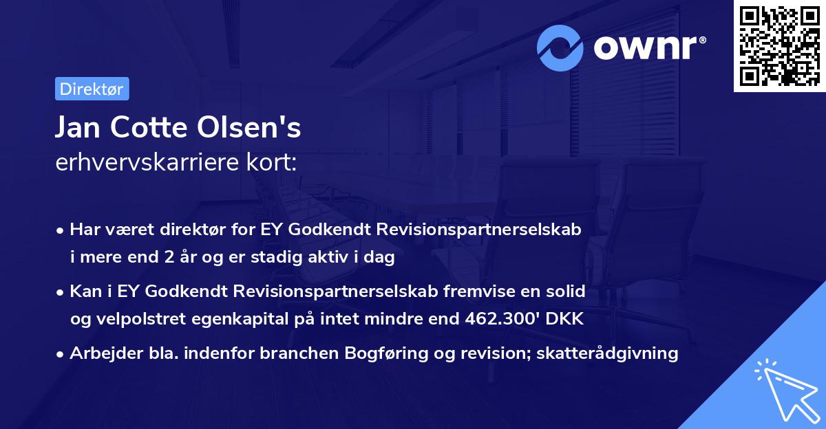Jan Cotte Olsen's erhvervskarriere kort