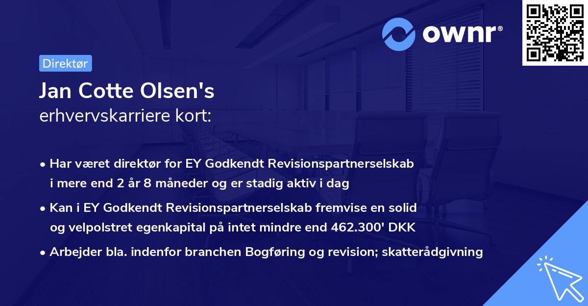 Jan Cotte Olsen's erhvervskarriere kort