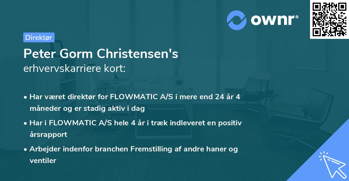 Peter Gorm Christensen's erhvervskarriere kort