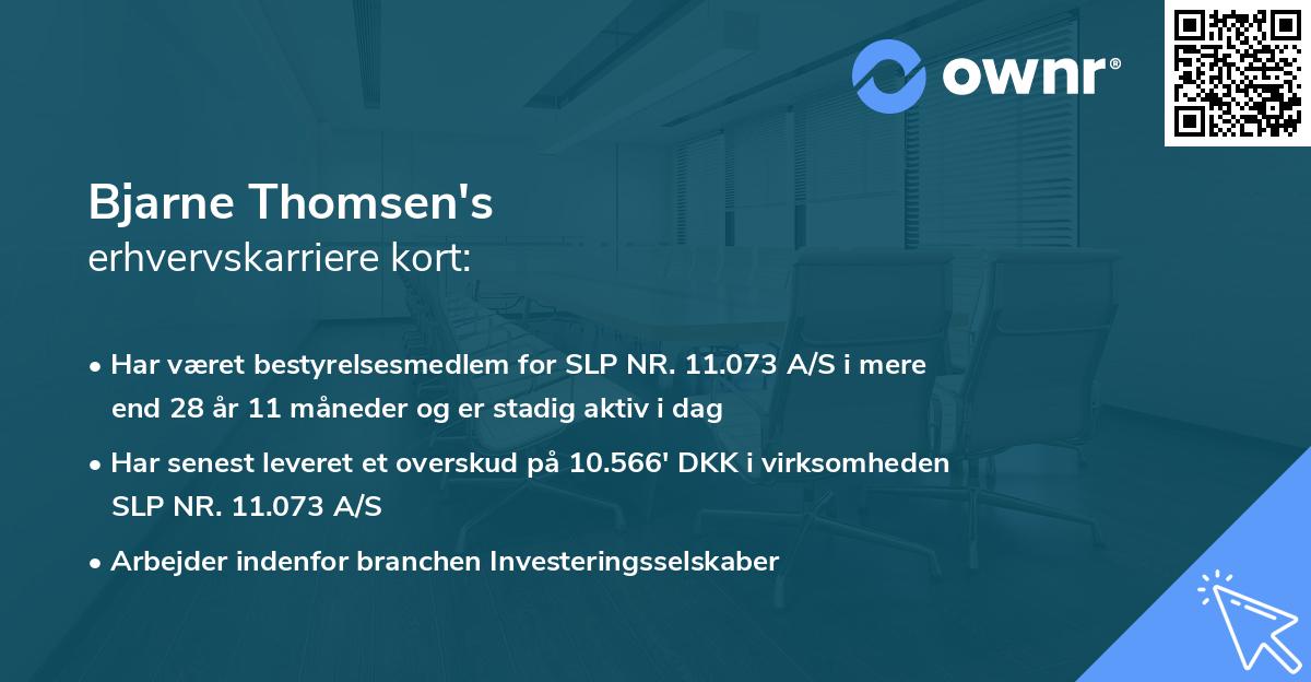 Bjarne Thomsen's erhvervskarriere kort