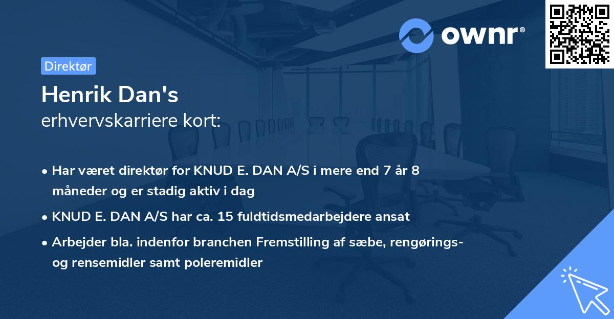 Henrik Dan's erhvervskarriere kort