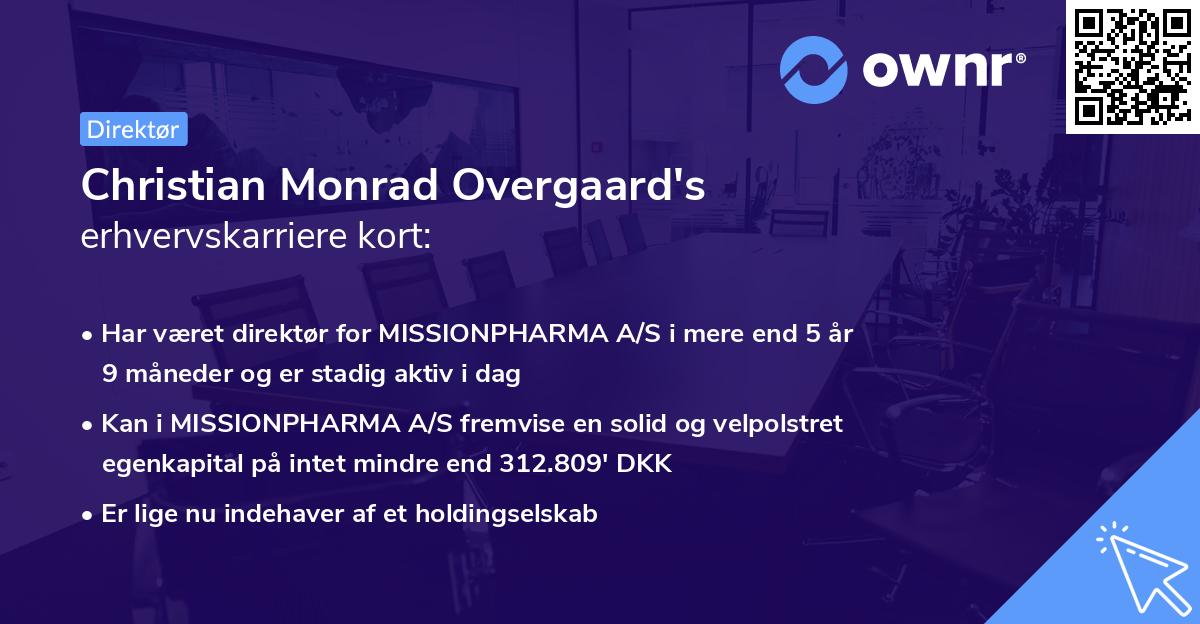 Christian Monrad Overgaard's erhvervskarriere kort