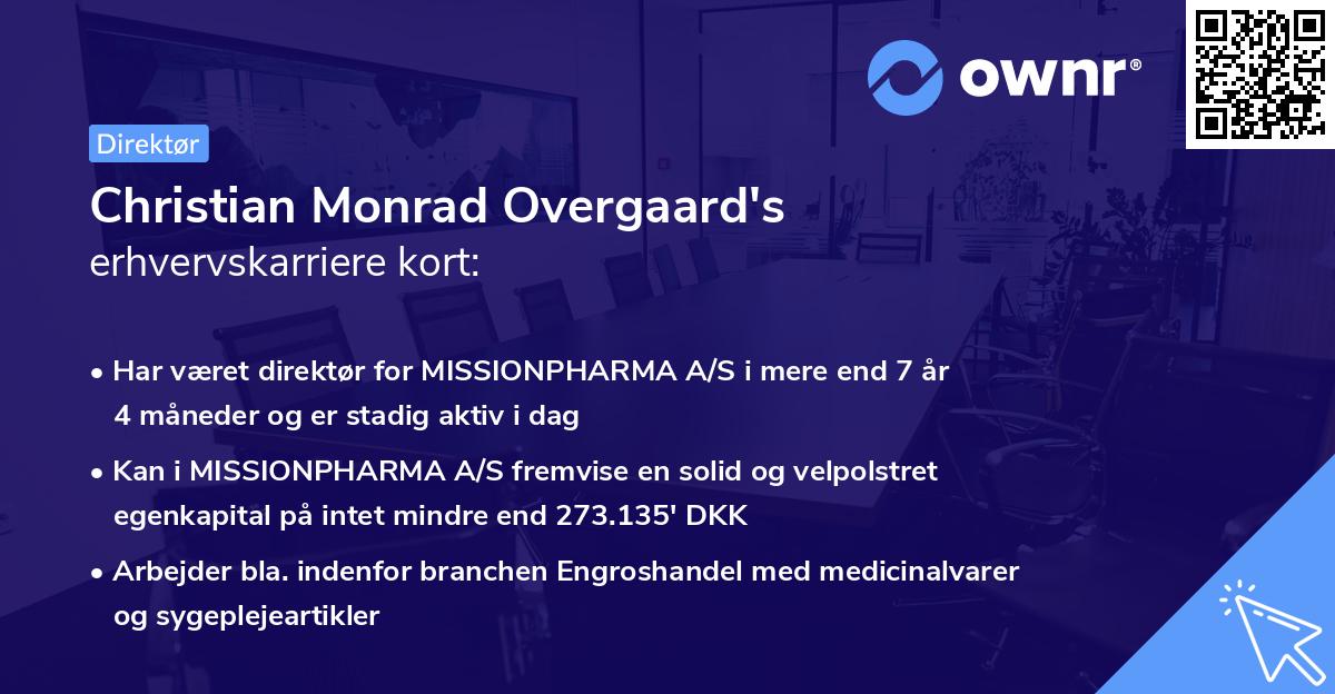 Christian Monrad Overgaard's erhvervskarriere kort