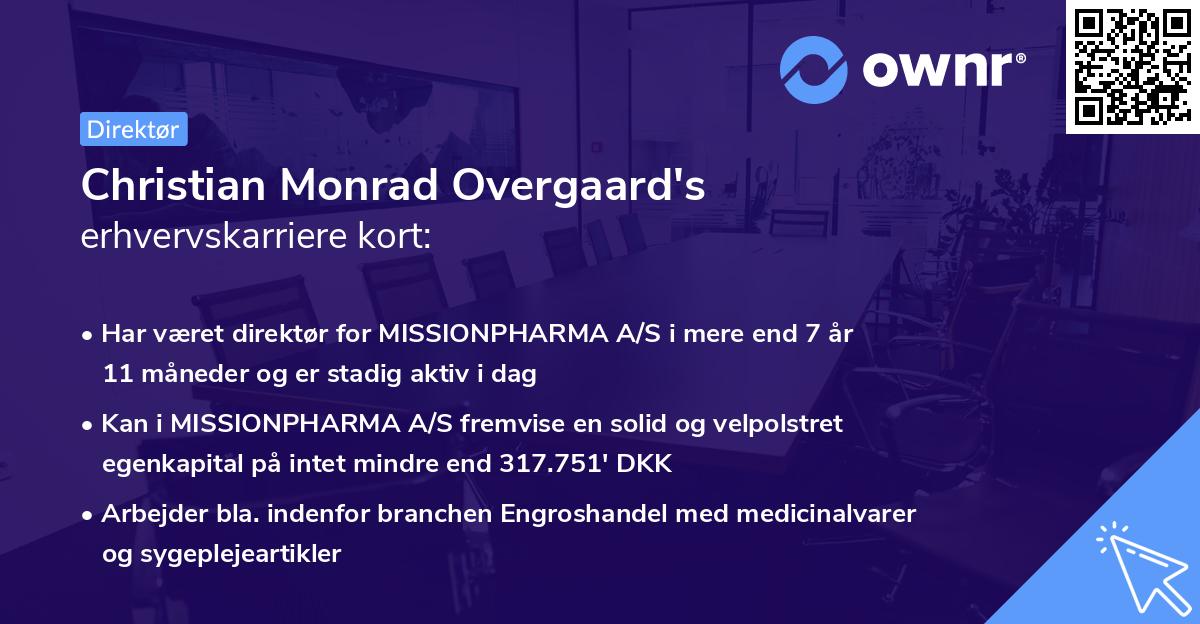 Christian Monrad Overgaard's erhvervskarriere kort