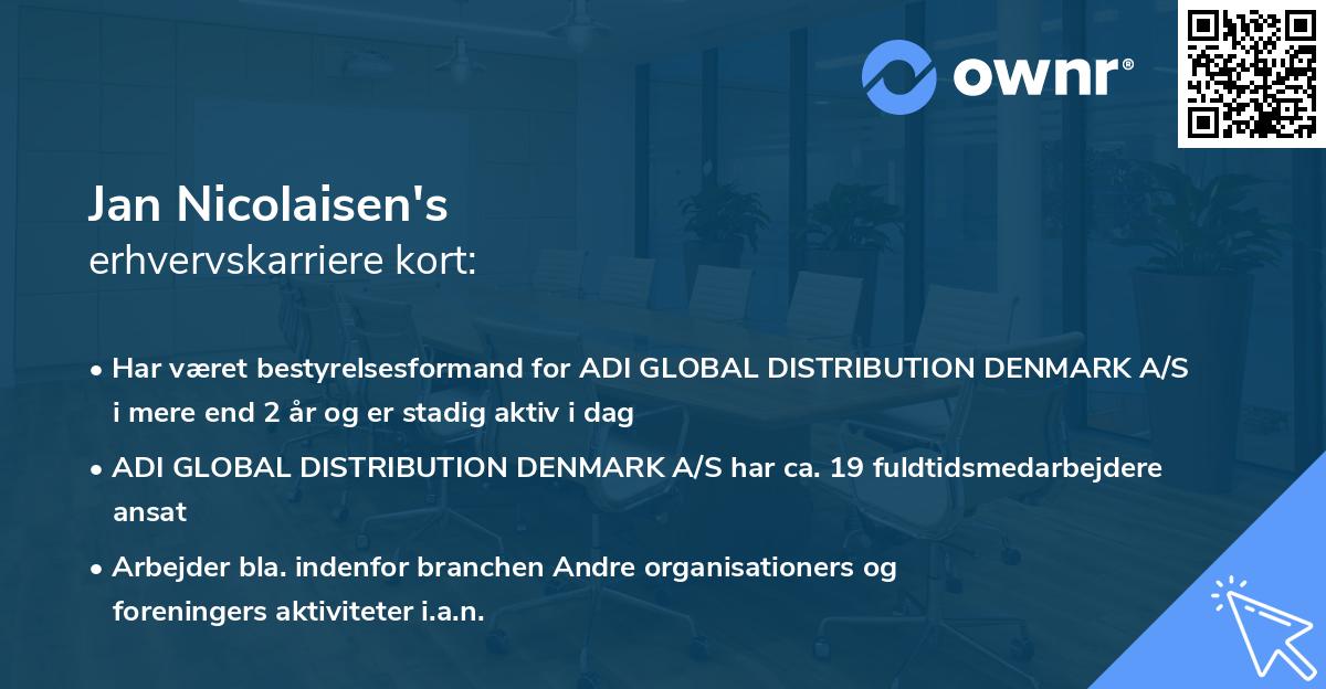 Jan Nicolaisen's erhvervskarriere kort