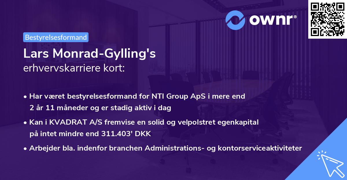 Lars Monrad-Gylling's erhvervskarriere kort