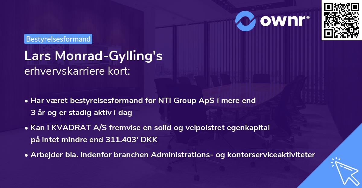 Lars Monrad-Gylling's erhvervskarriere kort
