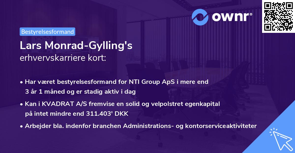 Lars Monrad-Gylling's erhvervskarriere kort