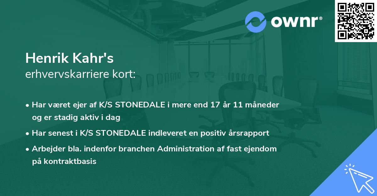 Henrik Kahr's erhvervskarriere kort