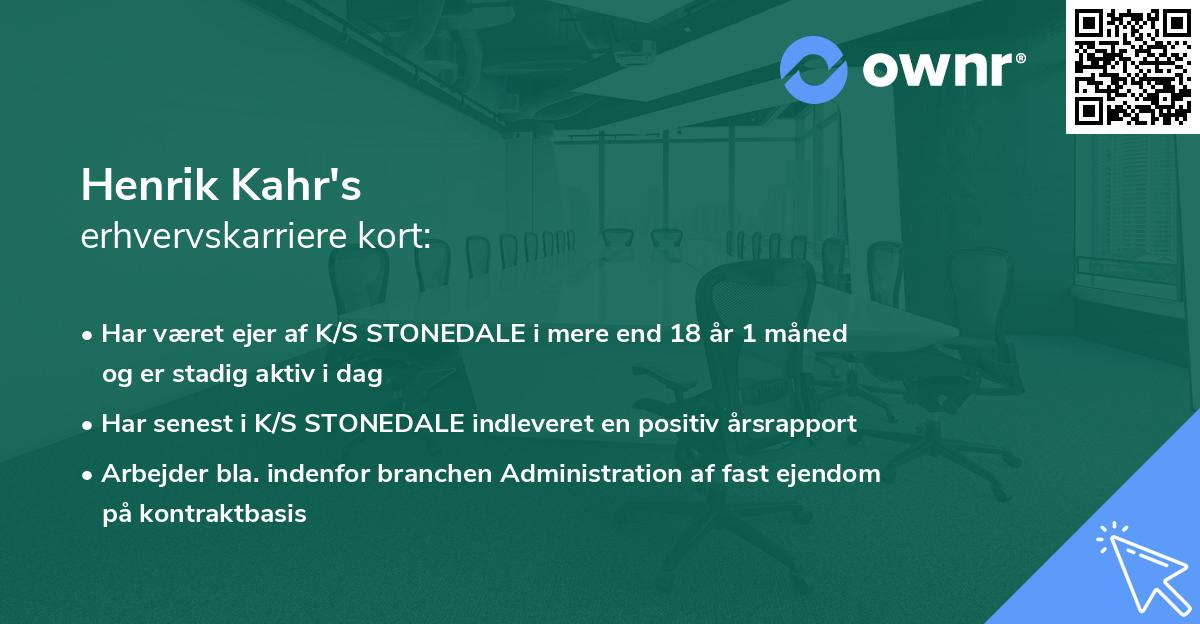 Henrik Kahr's erhvervskarriere kort