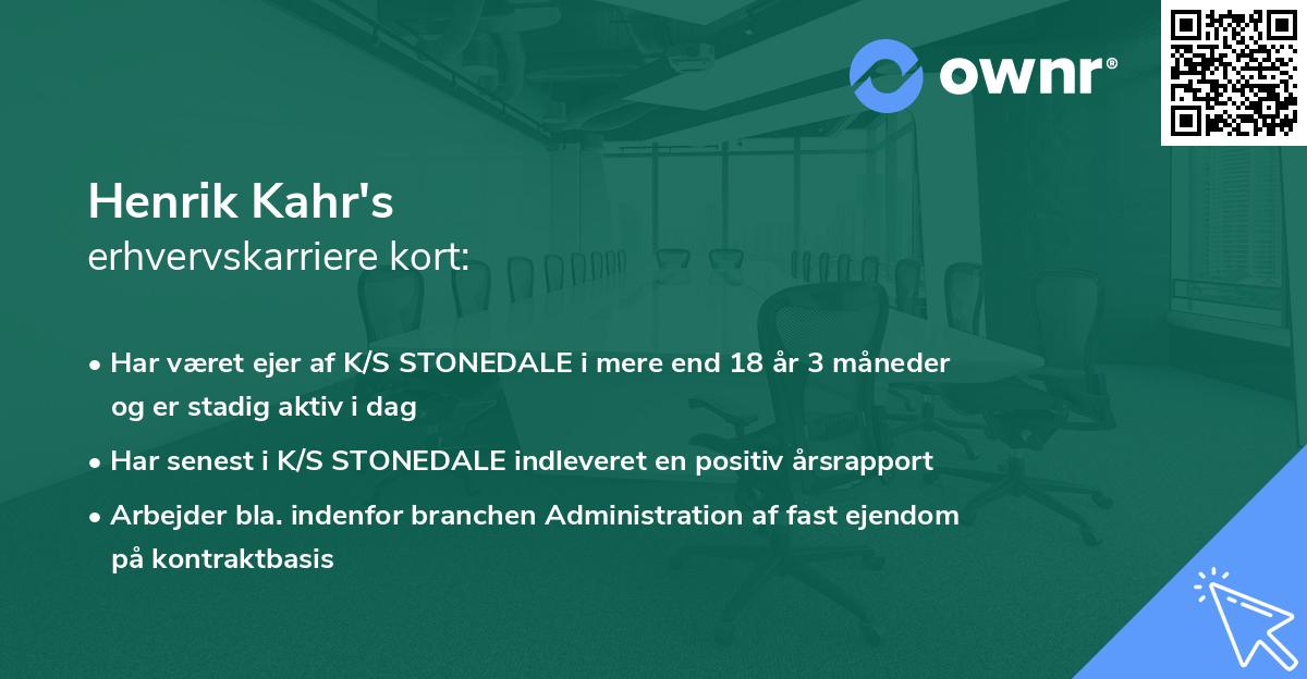 Henrik Kahr's erhvervskarriere kort