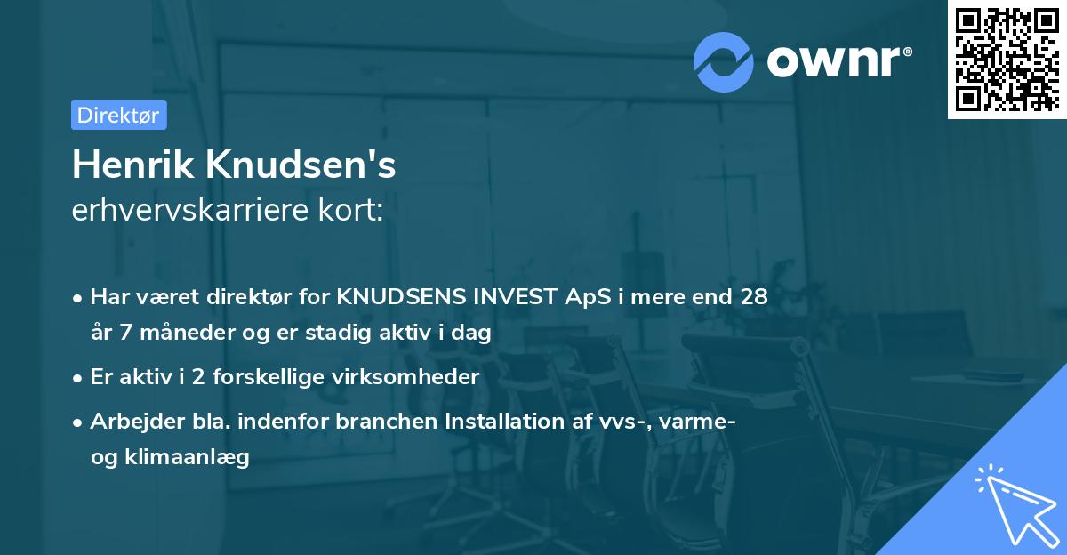 Henrik Knudsen's erhvervskarriere kort