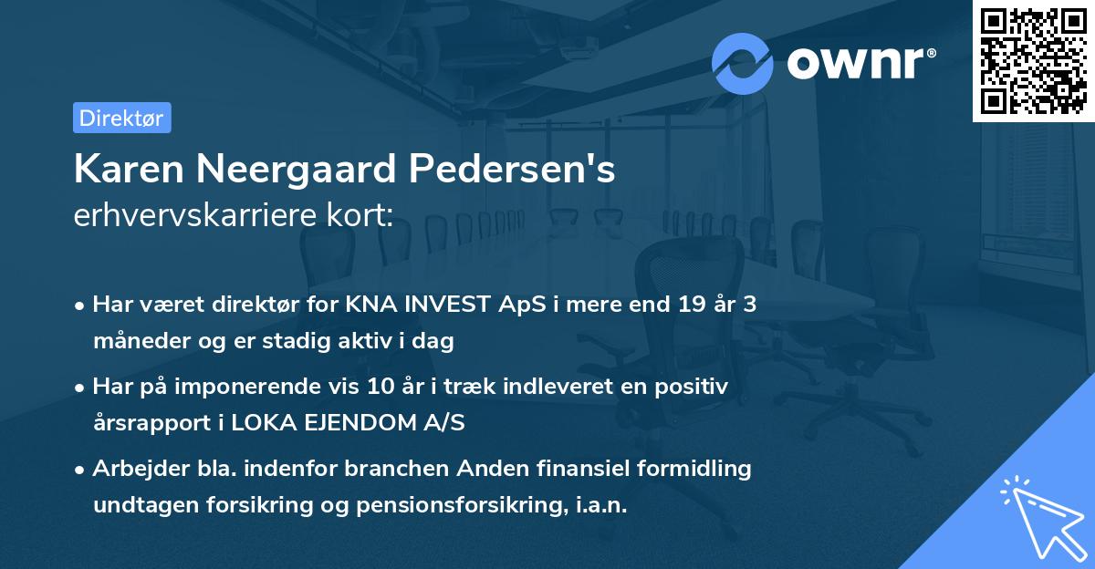 Karen Neergaard Pedersen's erhvervskarriere kort