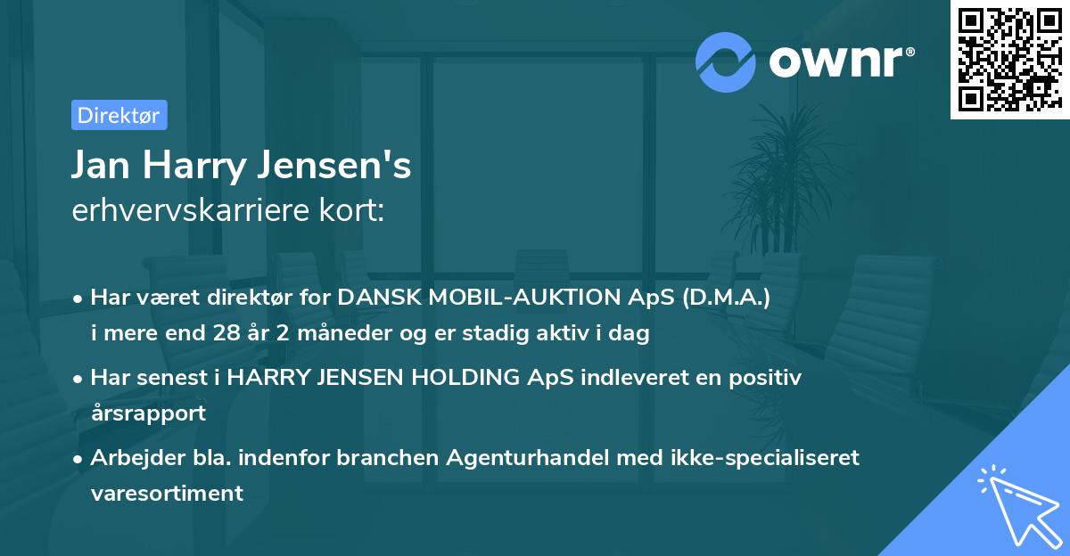Jan Harry Jensen's erhvervskarriere kort