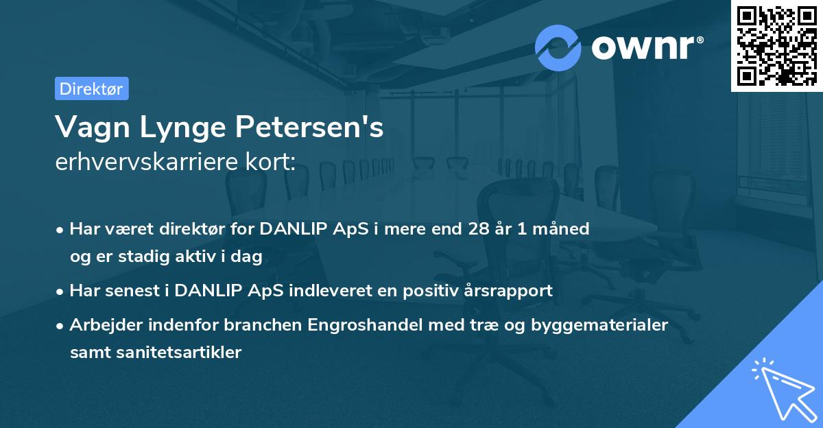 Vagn Lynge Petersen's erhvervskarriere kort