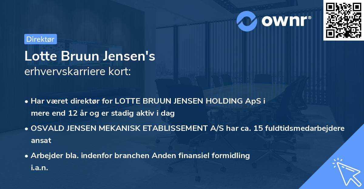 Lotte Bruun Jensen's erhvervskarriere kort