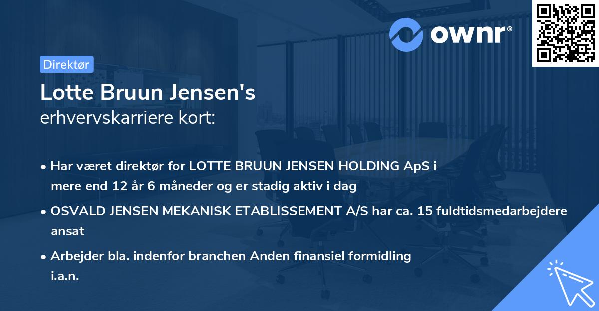 Lotte Bruun Jensen's erhvervskarriere kort