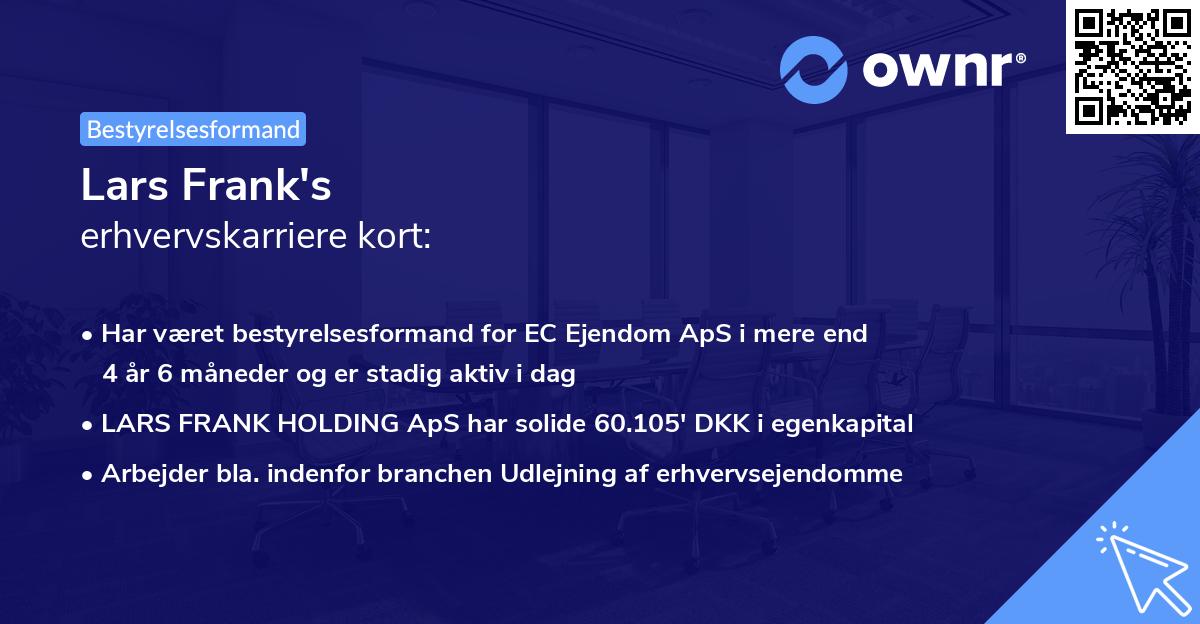 Lars Frank's erhvervskarriere kort
