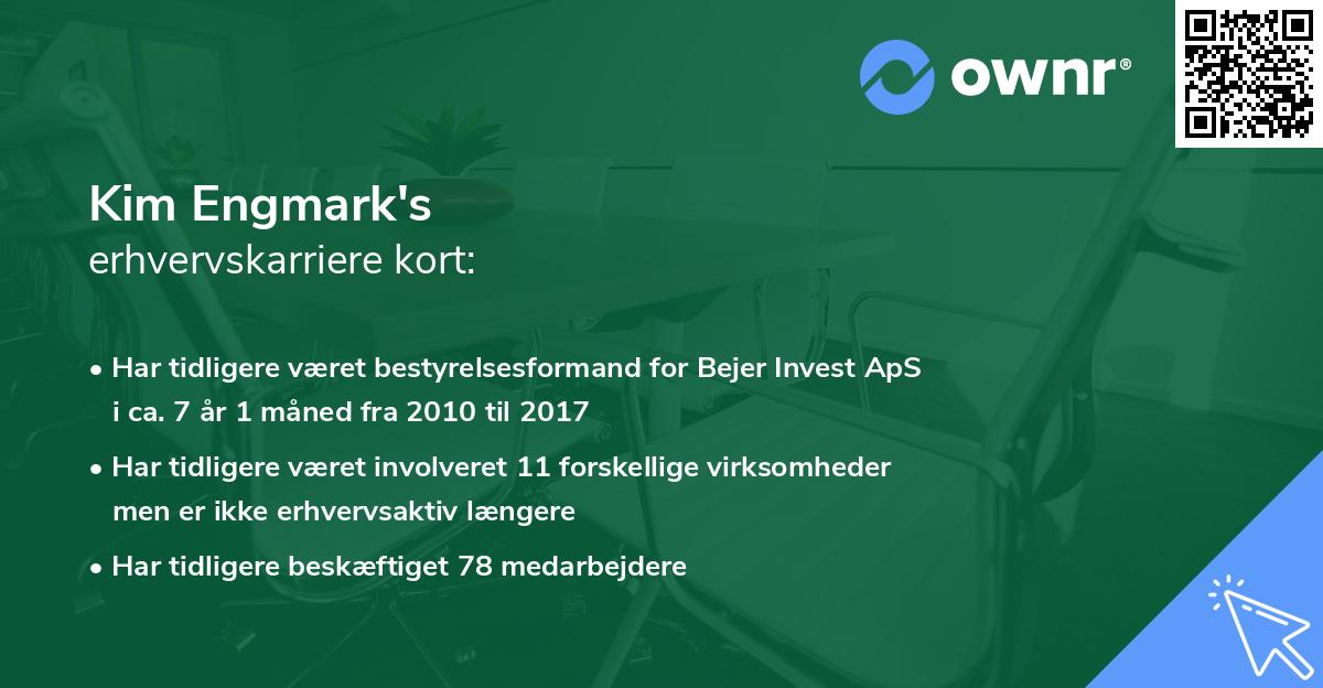 Kim Engmark's erhvervskarriere kort
