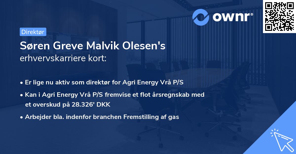 Søren Greve Malvik Olesen's erhvervskarriere kort