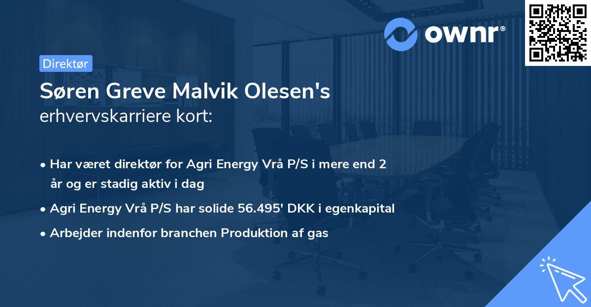 Søren Greve Malvik Olesen's erhvervskarriere kort