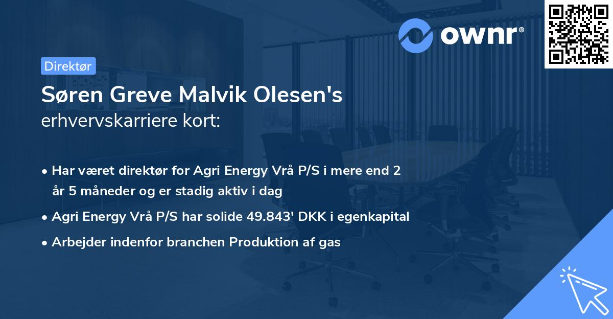 Søren Greve Malvik Olesen's erhvervskarriere kort