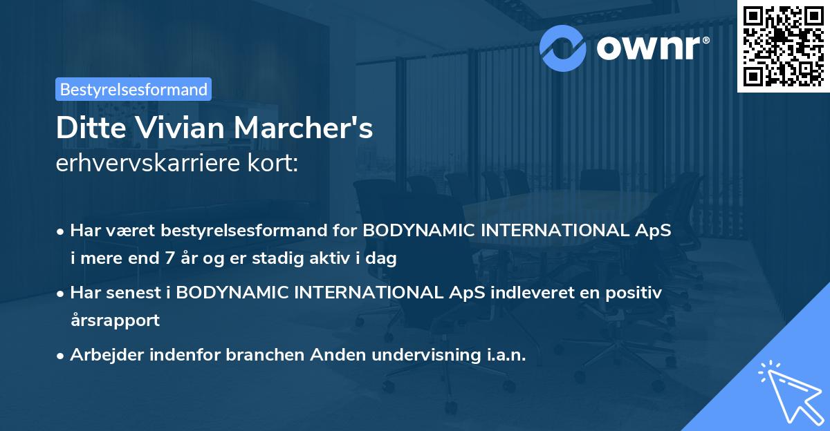 Ditte Vivian Marcher's erhvervskarriere kort