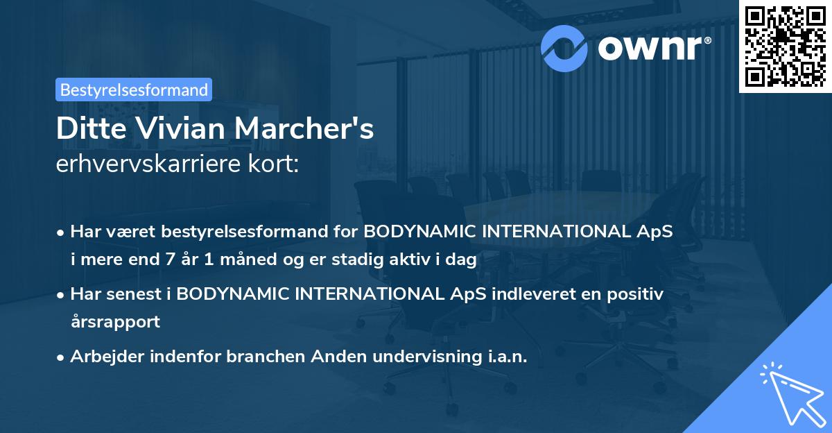 Ditte Vivian Marcher's erhvervskarriere kort