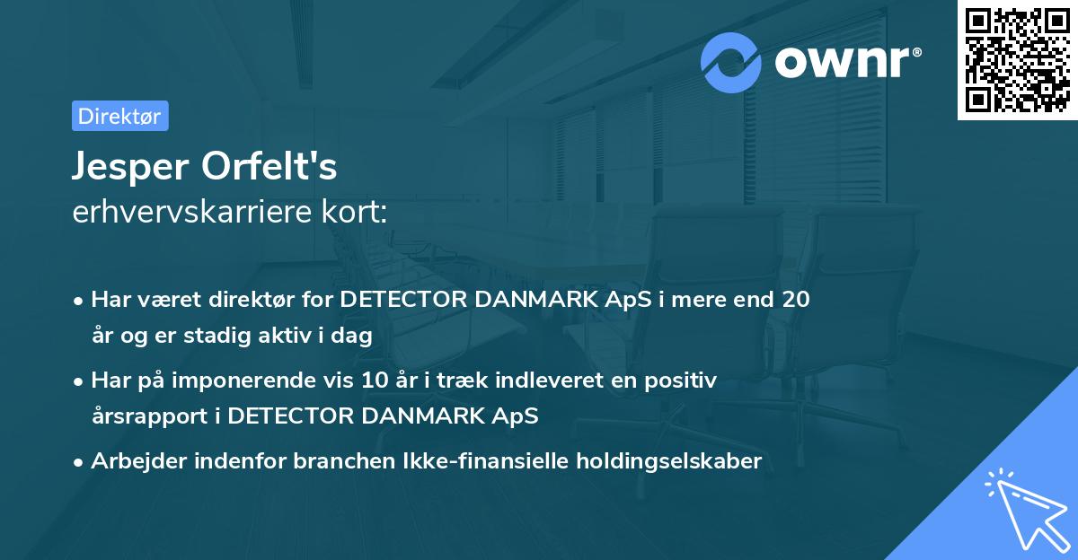 Jesper Orfelt's erhvervskarriere kort
