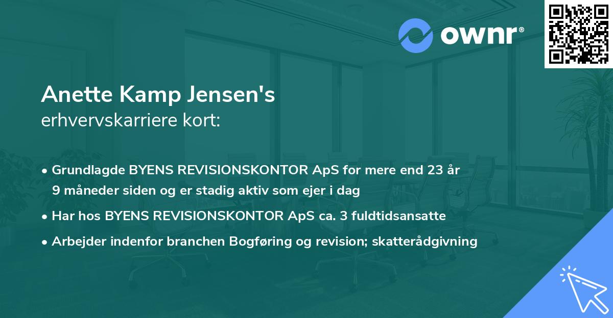 Anette Kamp Jensen's erhvervskarriere kort