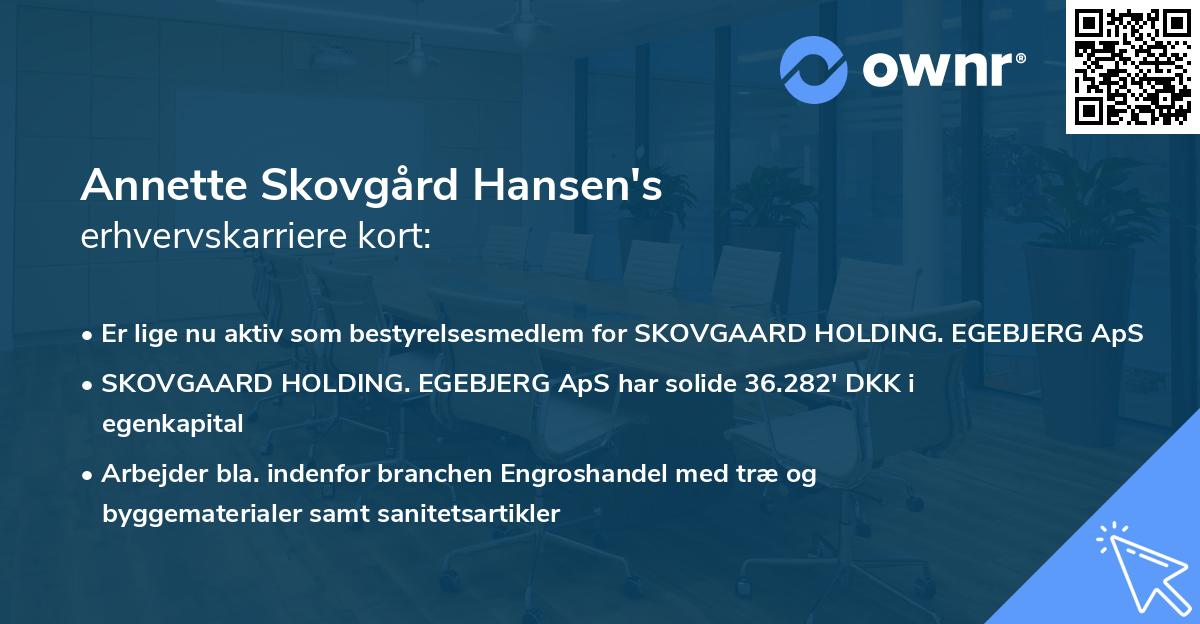 Annette Skovgård Hansen's erhvervskarriere kort