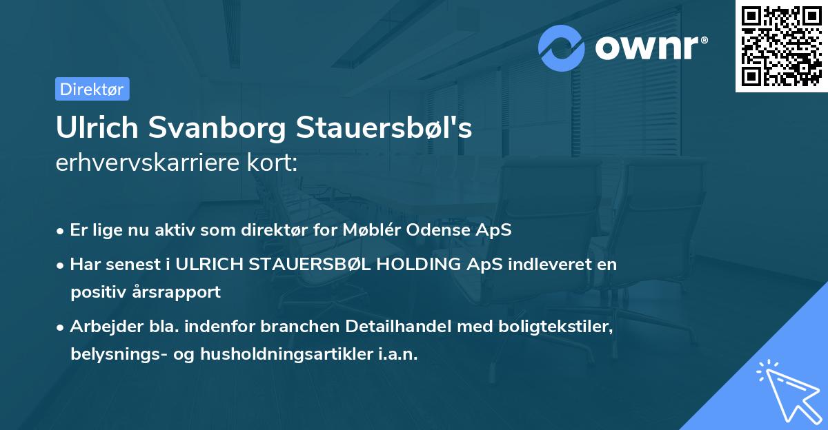 Ulrich Svanborg Stauersbøl's erhvervskarriere kort