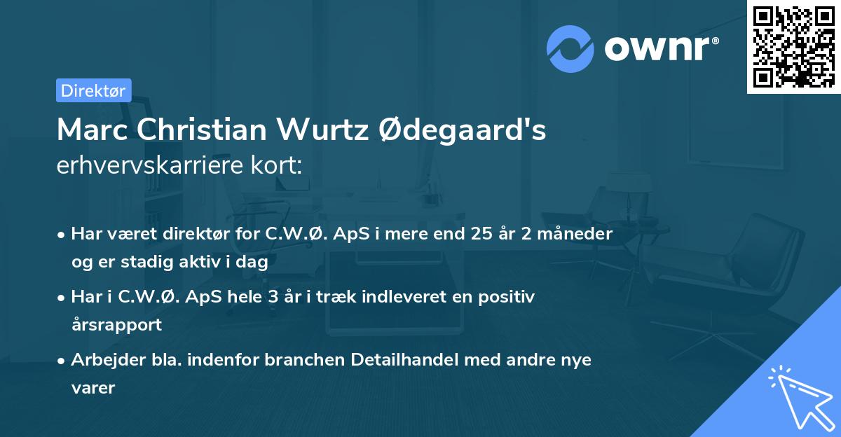 Marc Christian Wurtz Ødegaard's erhvervskarriere kort
