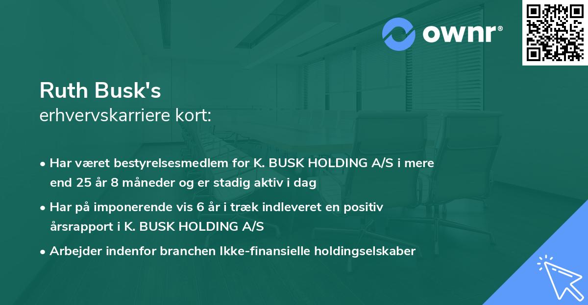 Ruth Busk's erhvervskarriere kort