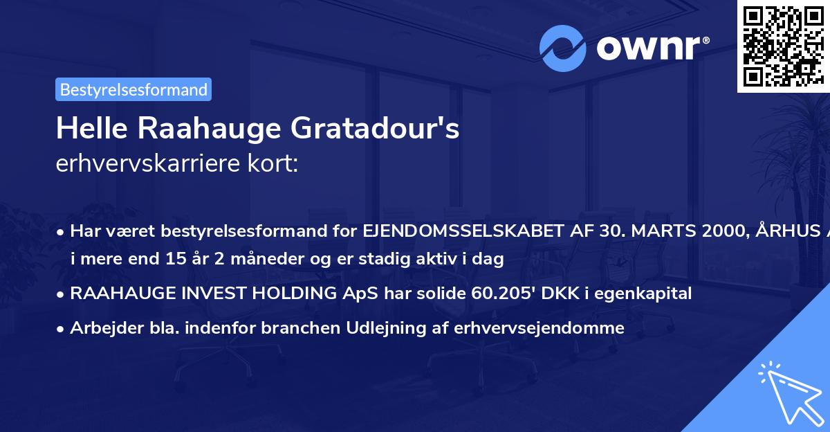 Helle Raahauge Gratadour's erhvervskarriere kort
