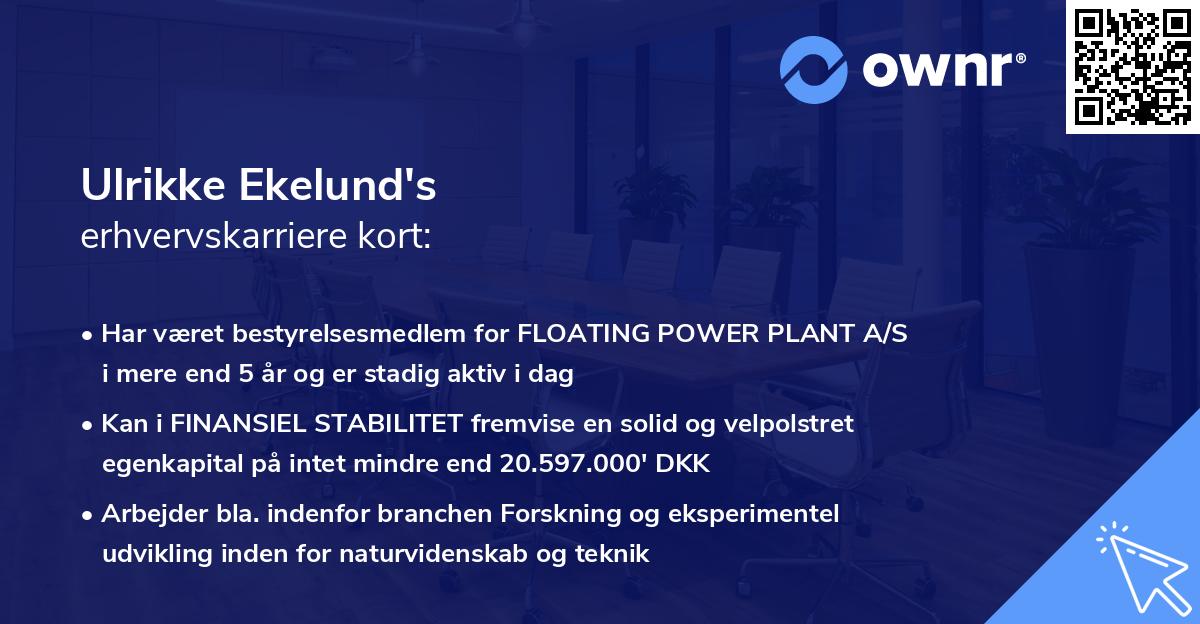 Ulrikke Ekelund's erhvervskarriere kort