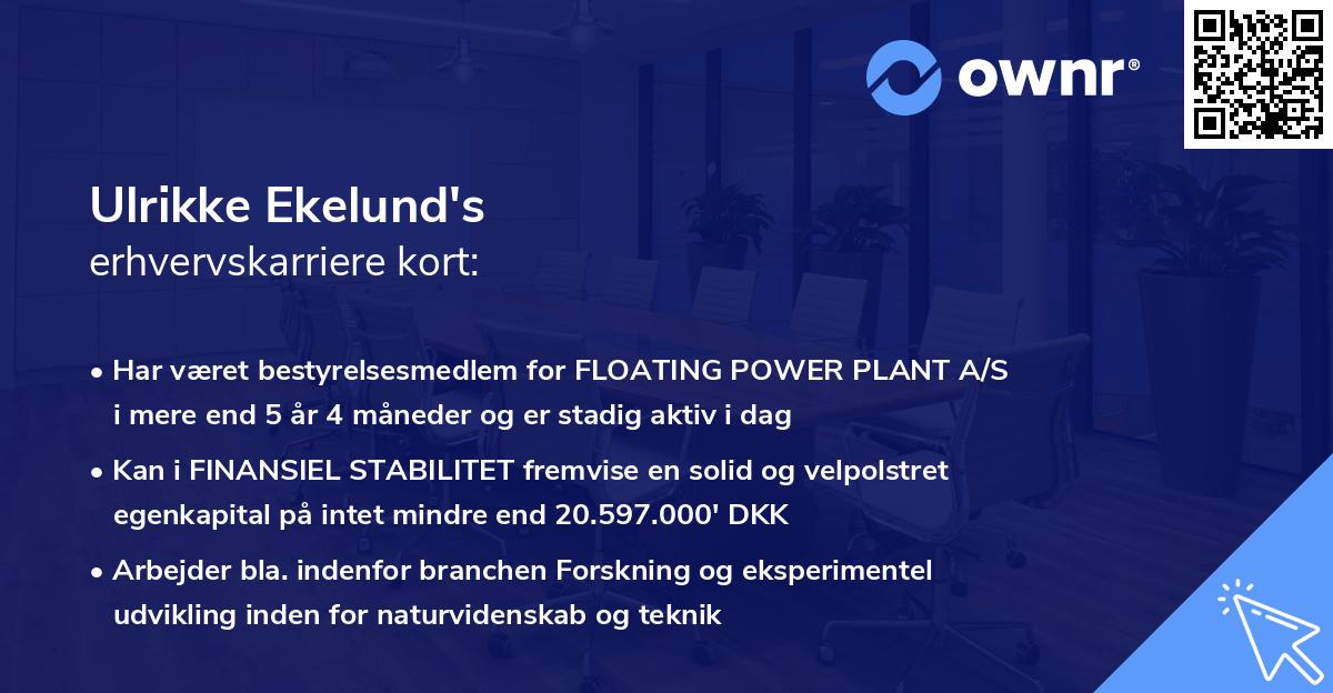 Ulrikke Ekelund's erhvervskarriere kort