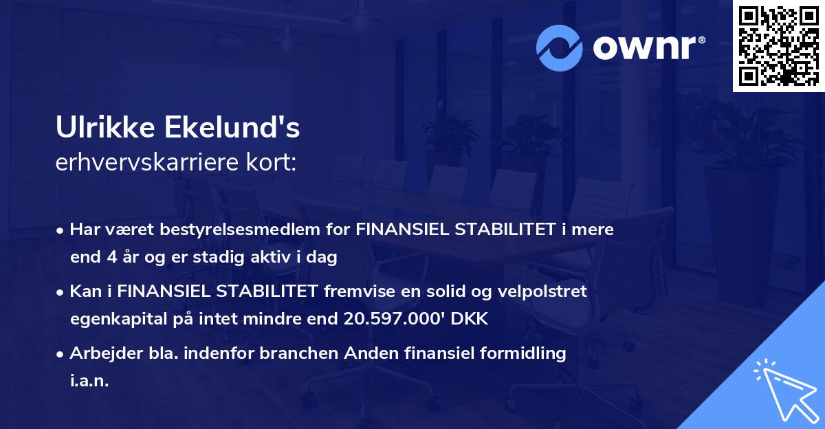 Ulrikke Ekelund's erhvervskarriere kort