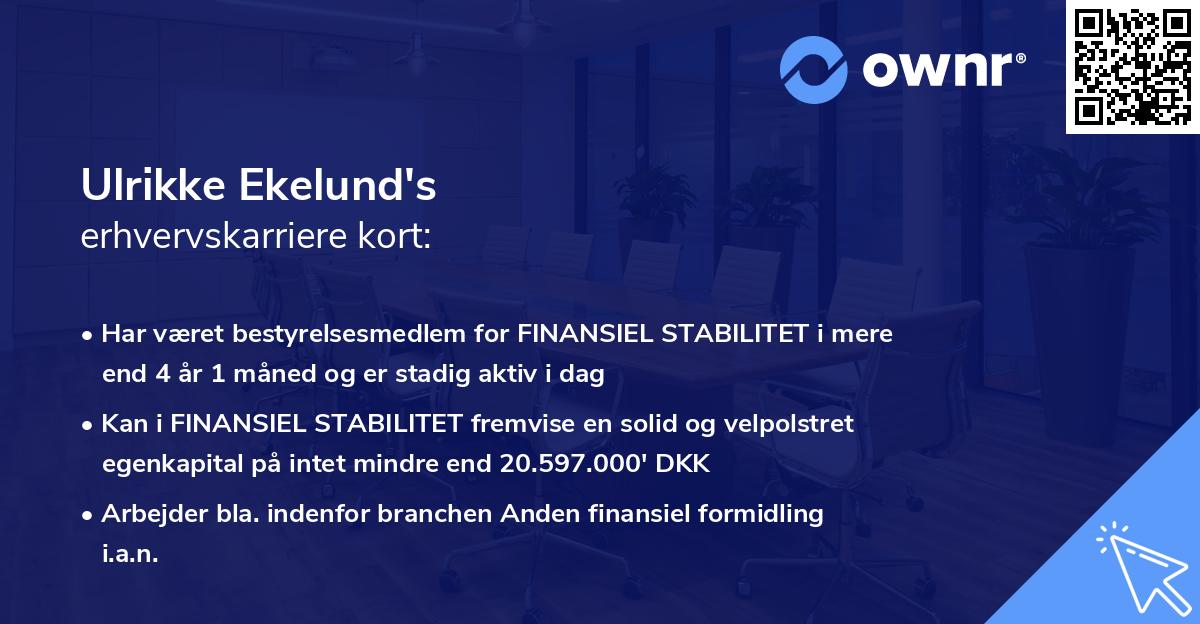 Ulrikke Ekelund's erhvervskarriere kort