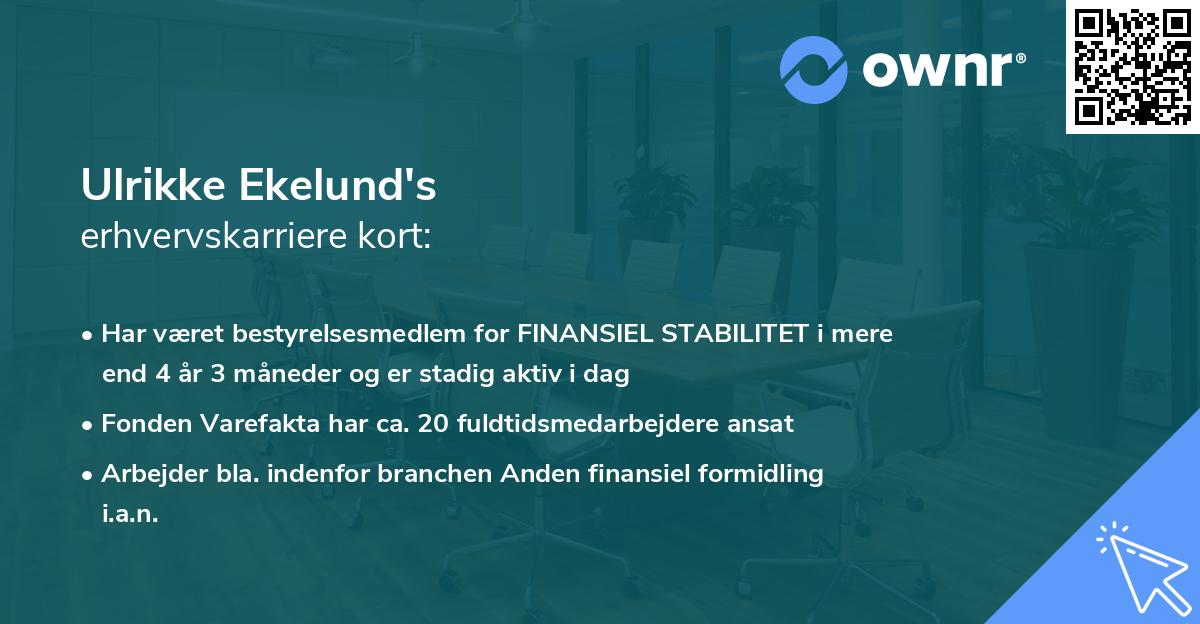 Ulrikke Ekelund's erhvervskarriere kort