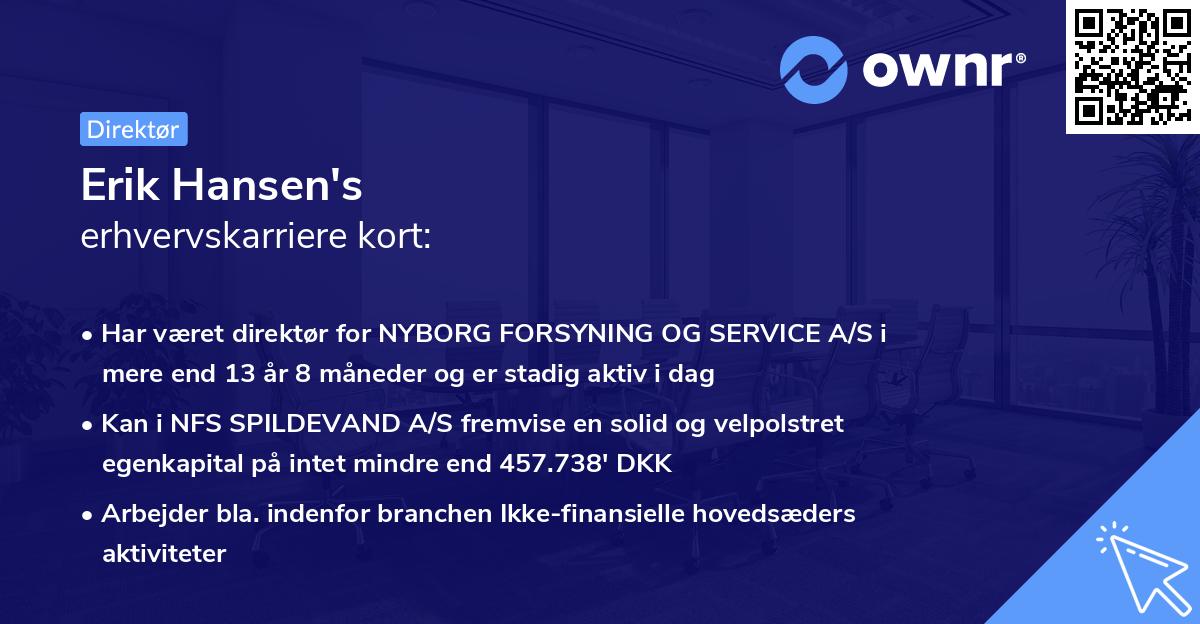 Erik Hansen's erhvervskarriere kort
