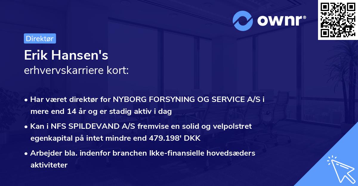 Erik Hansen's erhvervskarriere kort