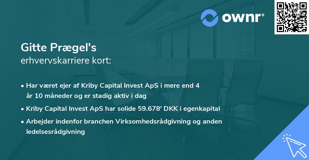 Gitte Prægel's erhvervskarriere kort