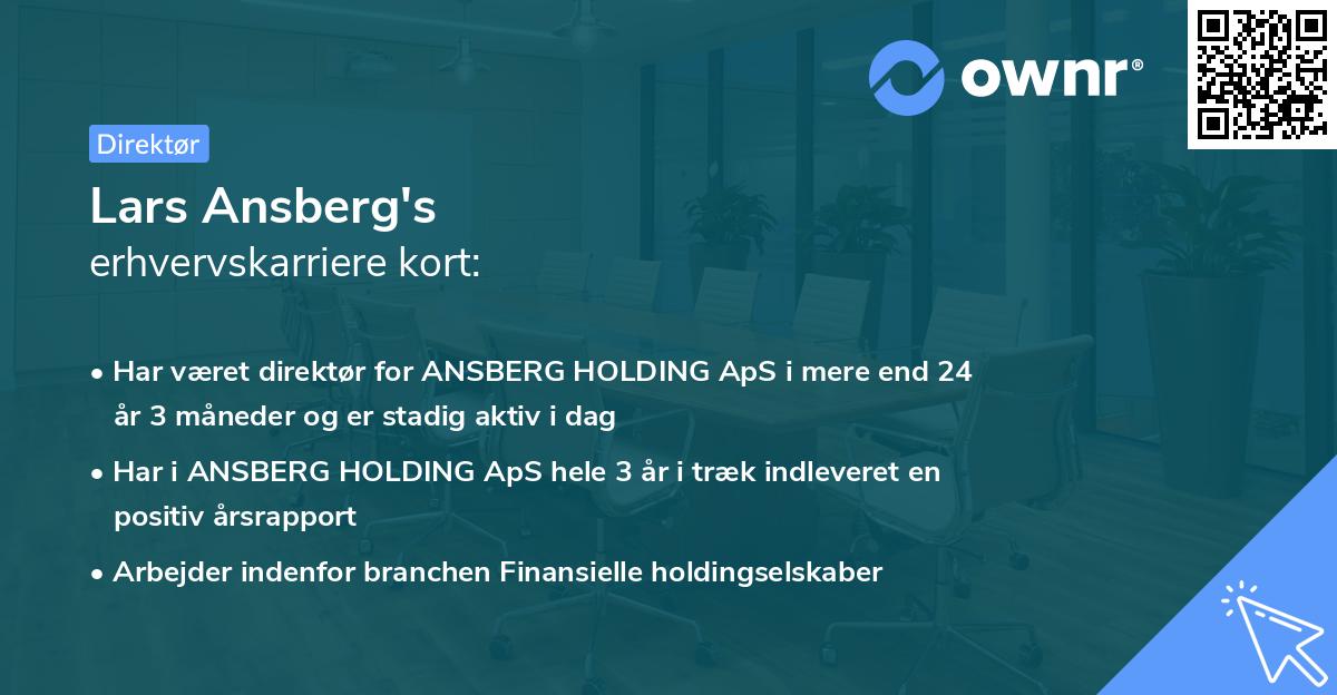 Lars Ansberg's erhvervskarriere kort