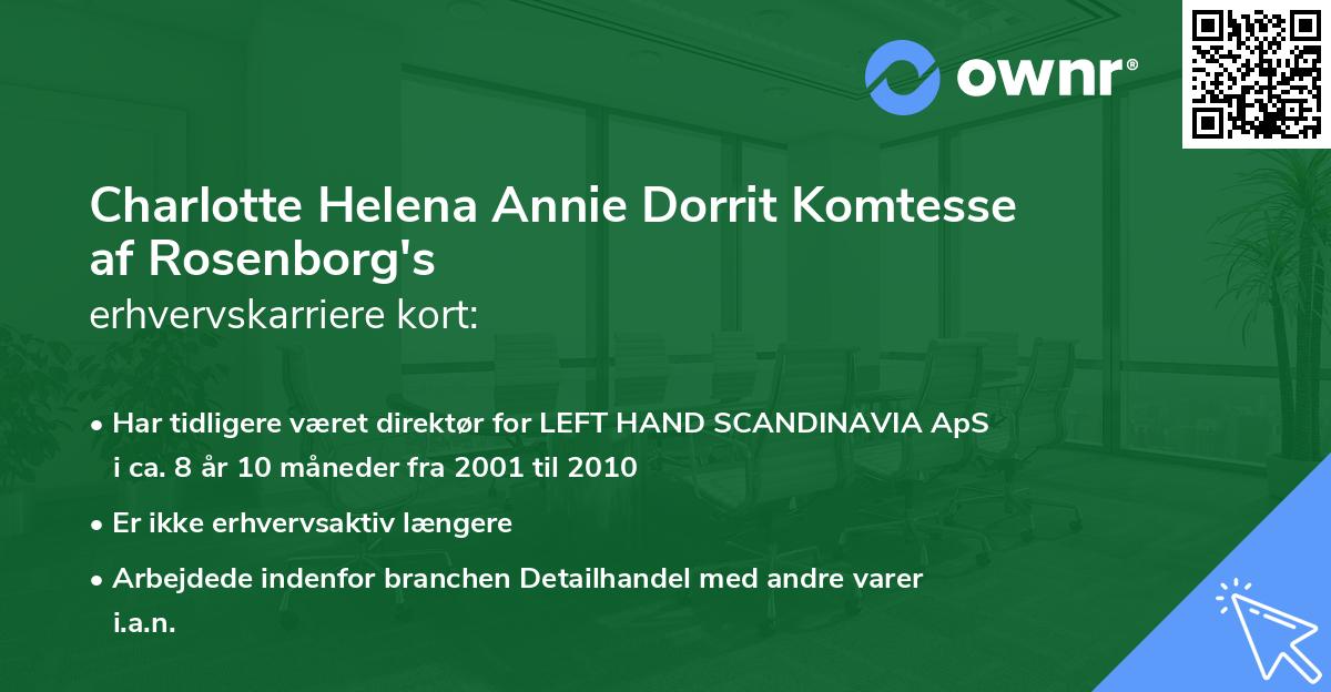 Charlotte Helena Annie Dorrit Komtesse af Rosenborg's erhvervskarriere kort