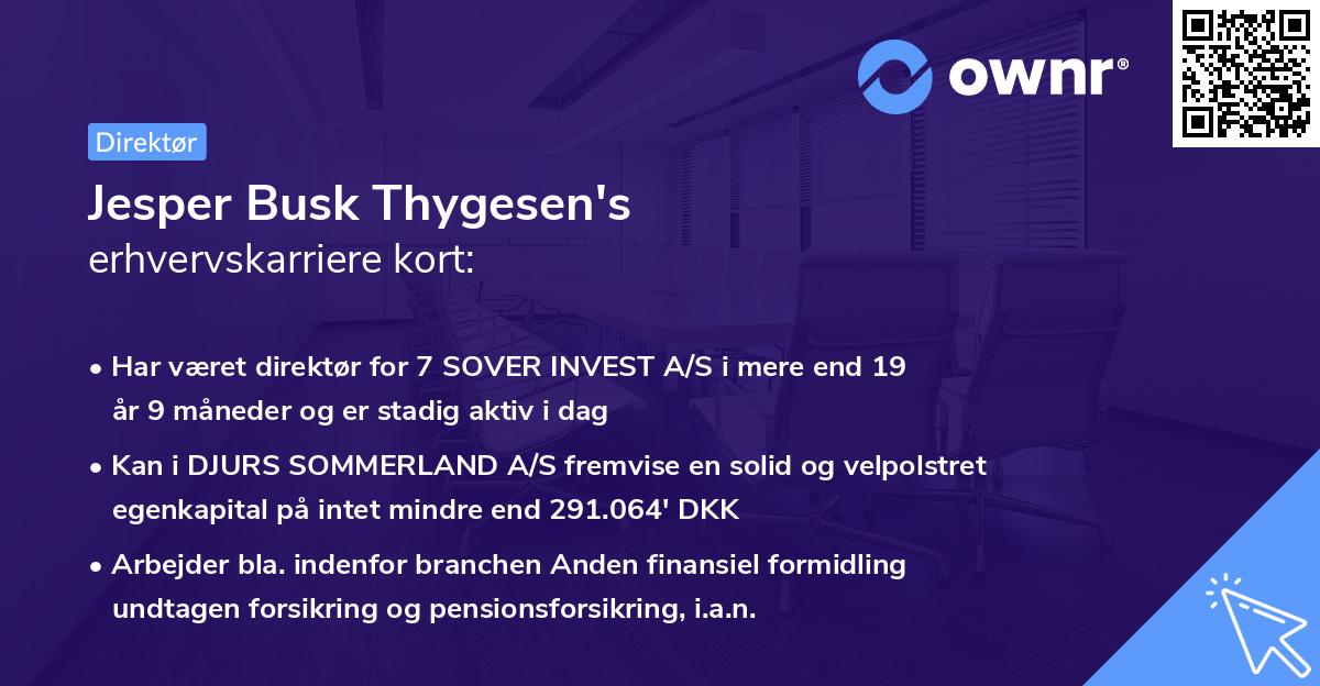 Jesper Busk Thygesen's erhvervskarriere kort