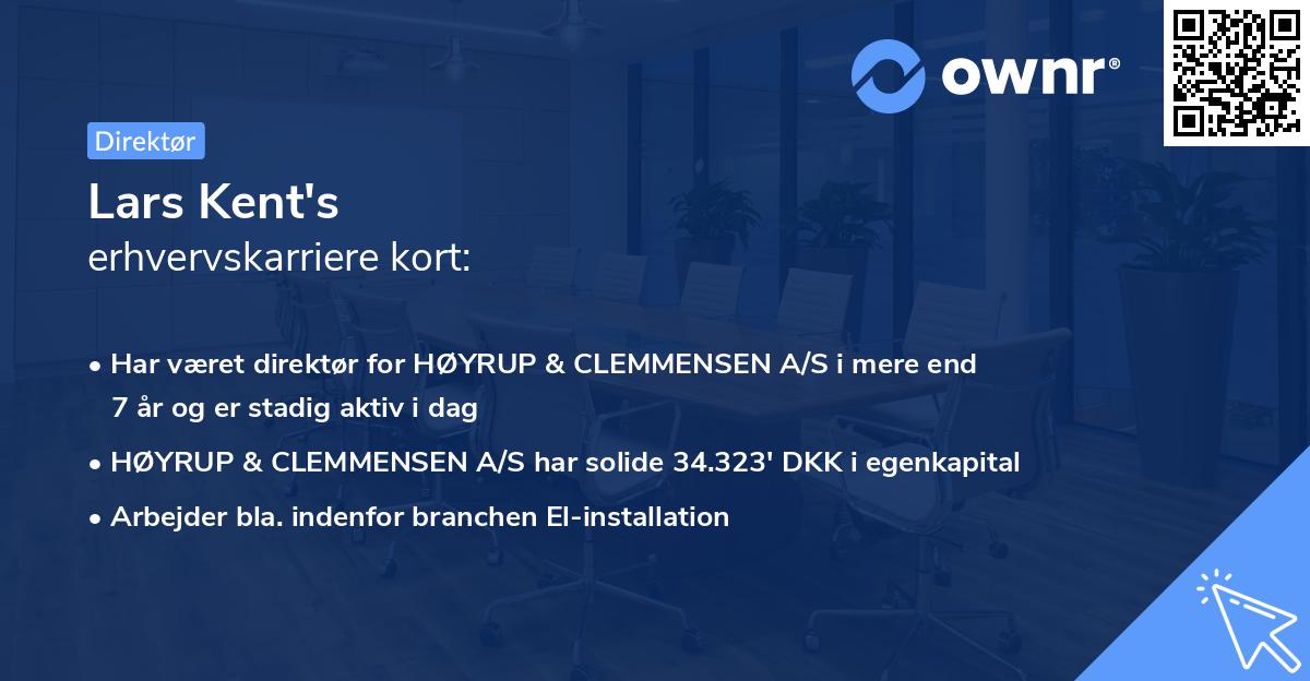 Lars Kent's erhvervskarriere kort