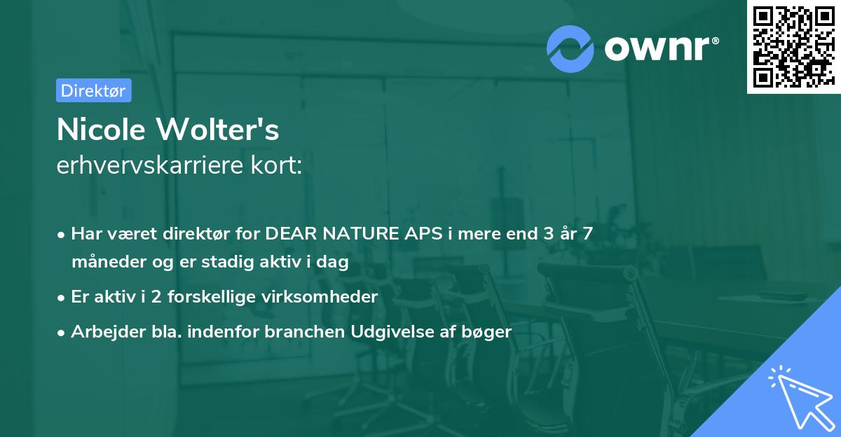 Nicole Wolter's erhvervskarriere kort